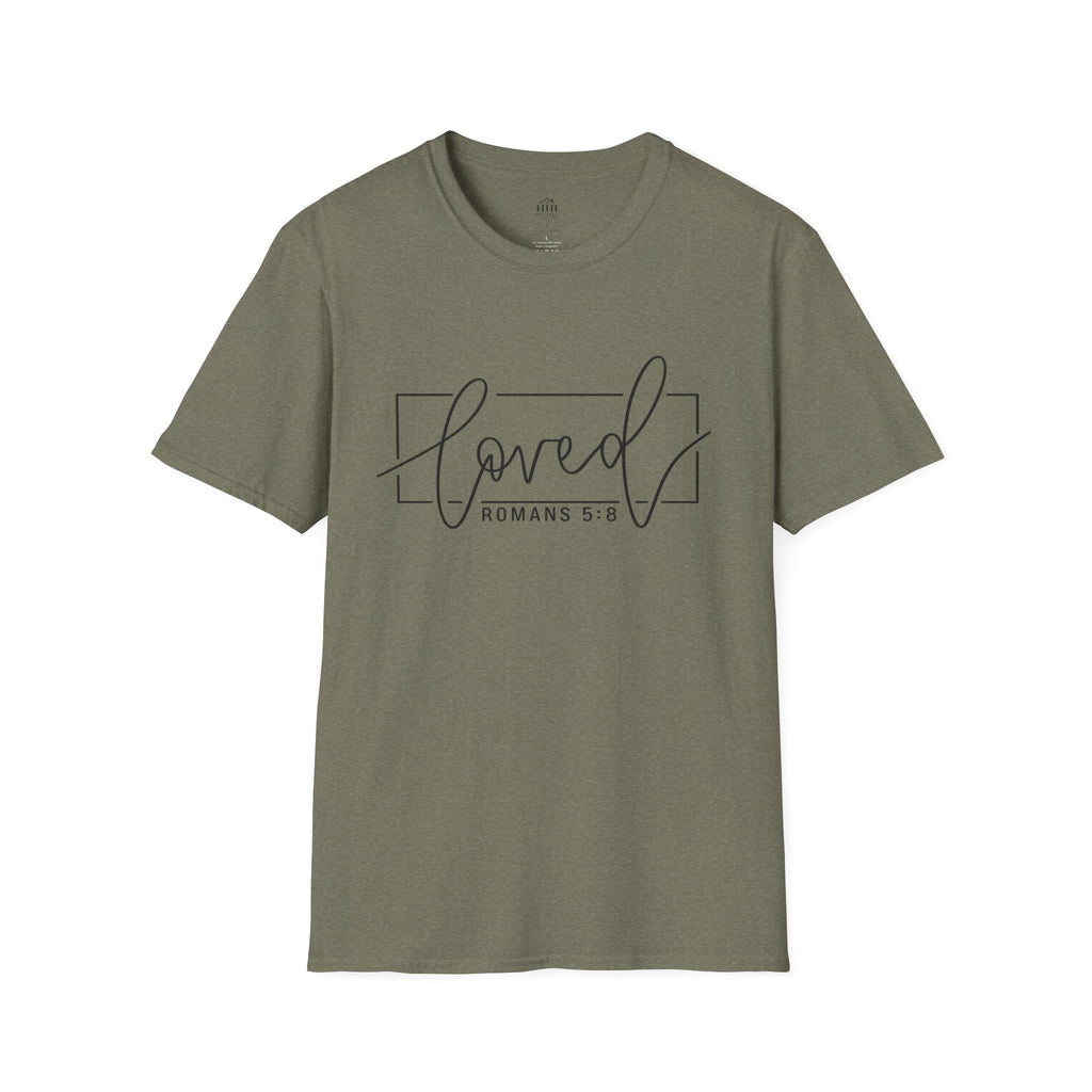 Loved Romans 5:8 Christian T-Shirt | Minimalist Faith Graphic Tee
