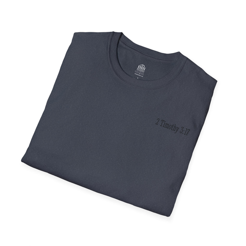 Equipped Cross T-Shirt — Christian Faith Shirt with 'Equipped' Back Print and 2 Timothy 3:17 Chest
