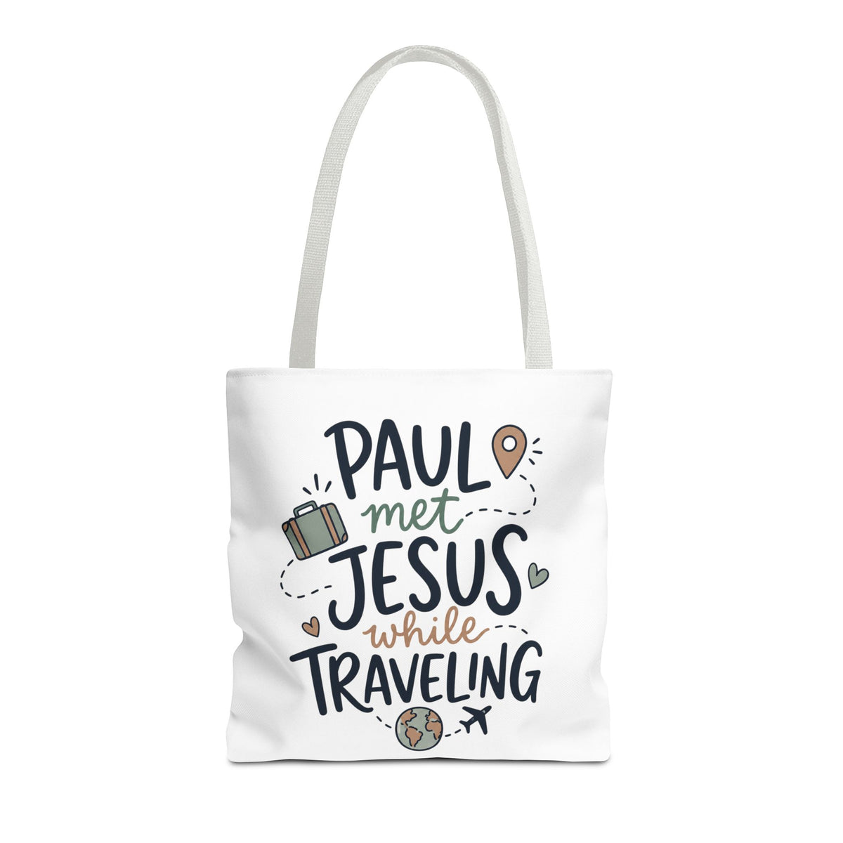 Tote Bag — "Paul Met Jesus While Traveling" Christian Travel Tote