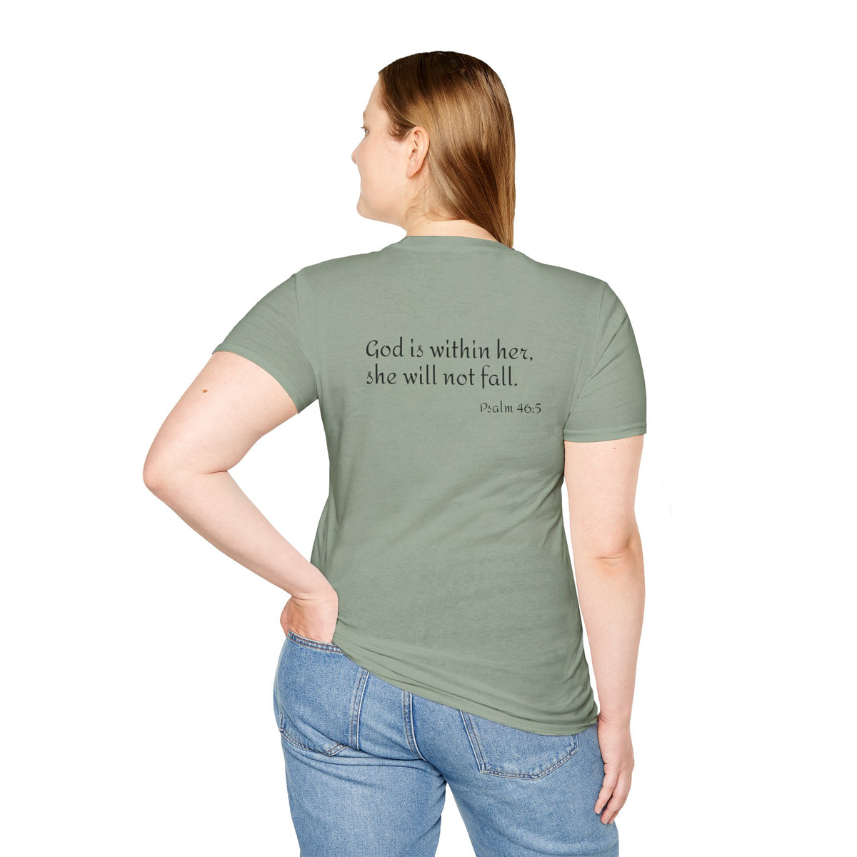 Personalized Mama T-Shirt — 'God is within her, she will not fall' Psalm 46:5 Christian Mom Tee