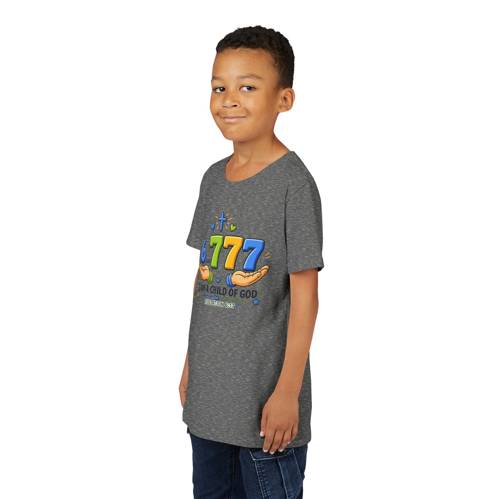 Youth Christian Tee - "6.777 I Am a Child of God" Kids Short Sleeve Shirt