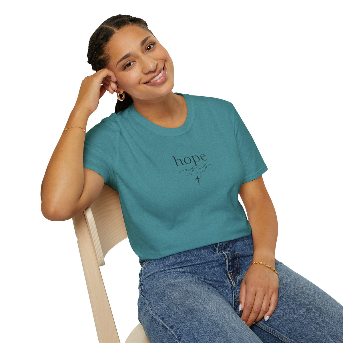 T-Shirt — 'hope' Script Tee with Cross Minimalist Christian Faith Design