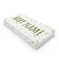 Personalized Baby Changing Pad Cover — Neutral Green Woodland Nameable Design