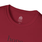 T-Shirt — 'hope' Script Tee with Cross Minimalist Christian Faith Design