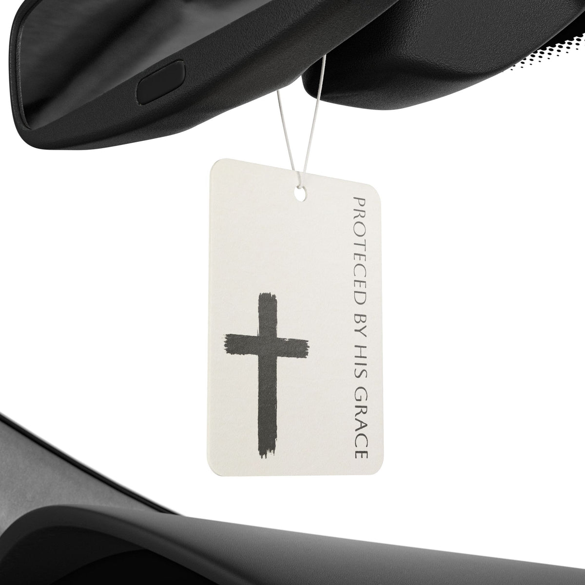 Car Air Freshener — "Protected by His Grace" Cross Scented Tag
