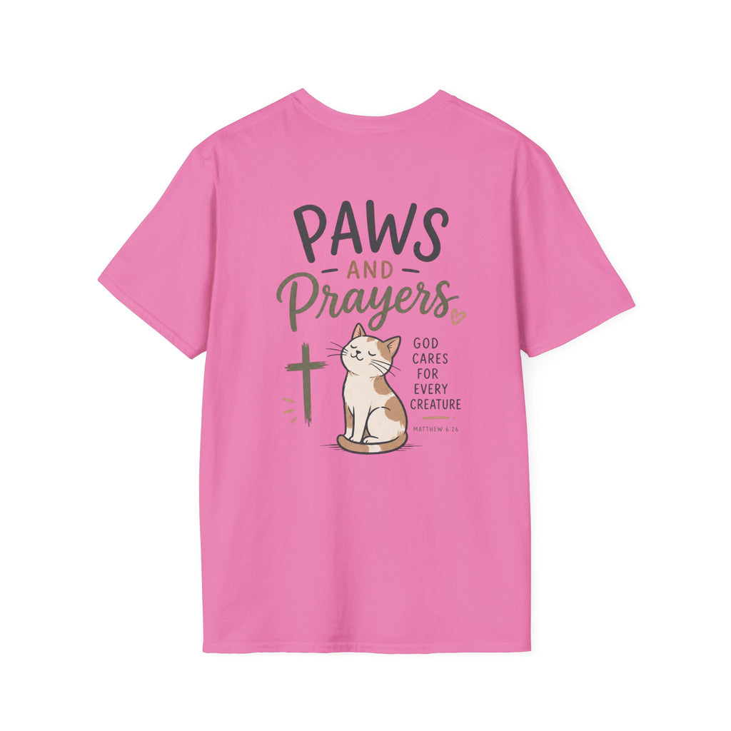 Cat 'Paws and Prayers' T-Shirt — Cute Christian Cat Graphic Tee
