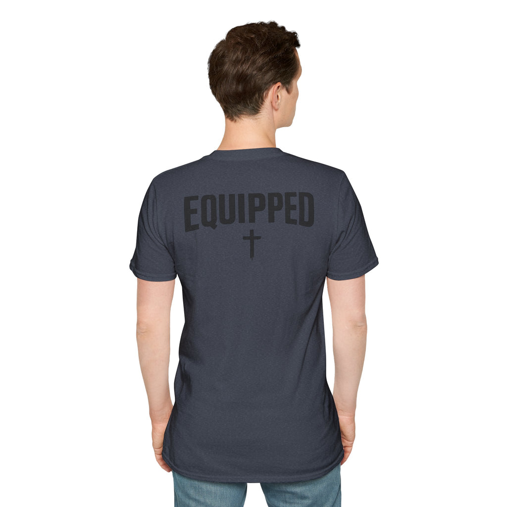 Equipped Cross T-Shirt — Christian Faith Shirt with 'Equipped' Back Print and 2 Timothy 3:17 Chest