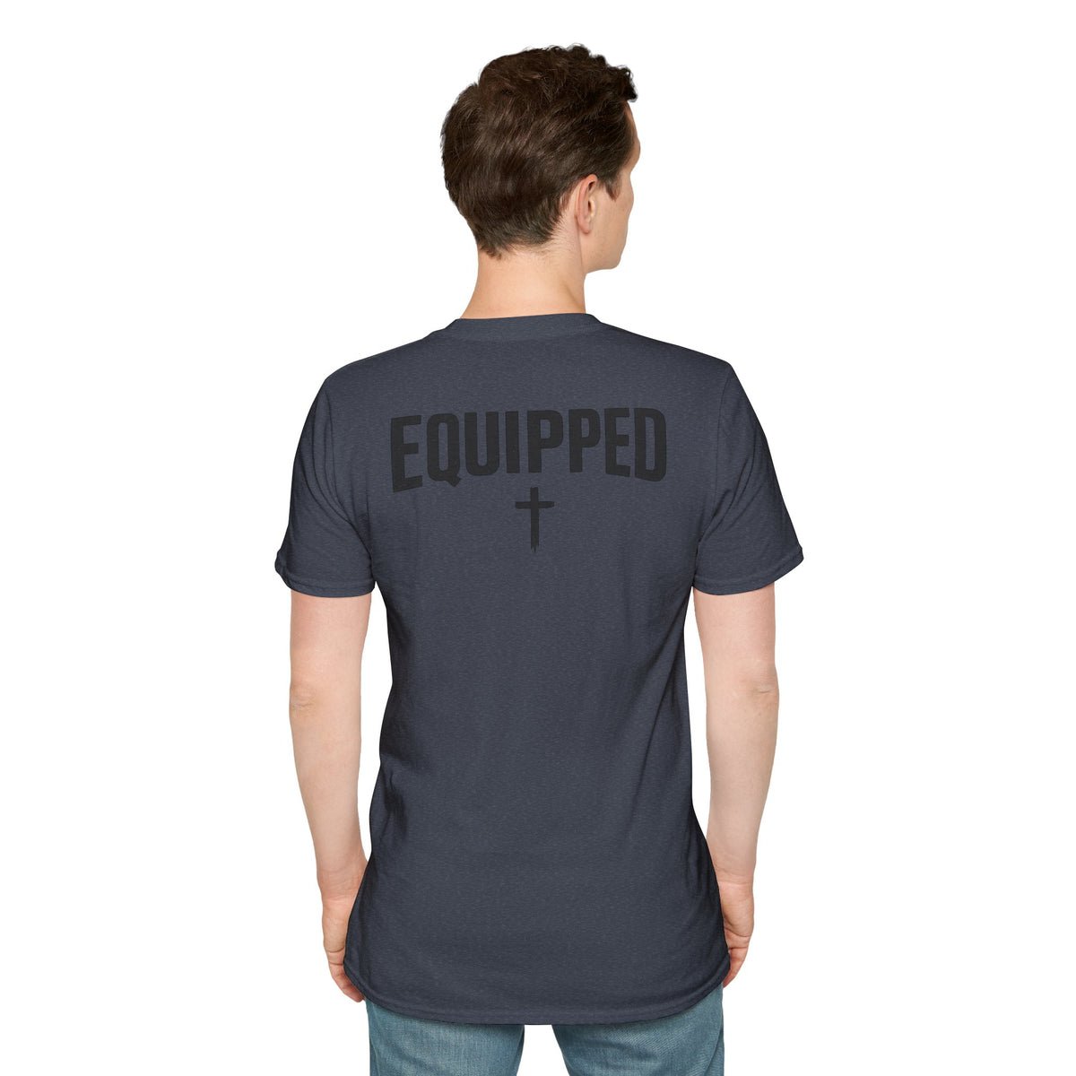 Equipped Cross T-Shirt — Christian Faith Shirt with 'Equipped' Back Print and 2 Timothy 3:17 Chest