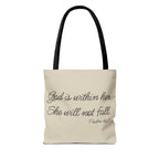 Mama Tote Bag — "God is within her; She will not fall" Script Canvas Tote
