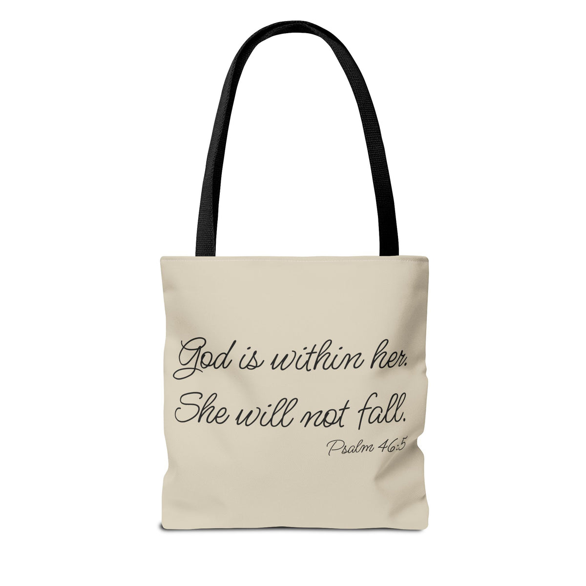 Mama Tote Bag — "God is within her; She will not fall" Script Canvas Tote