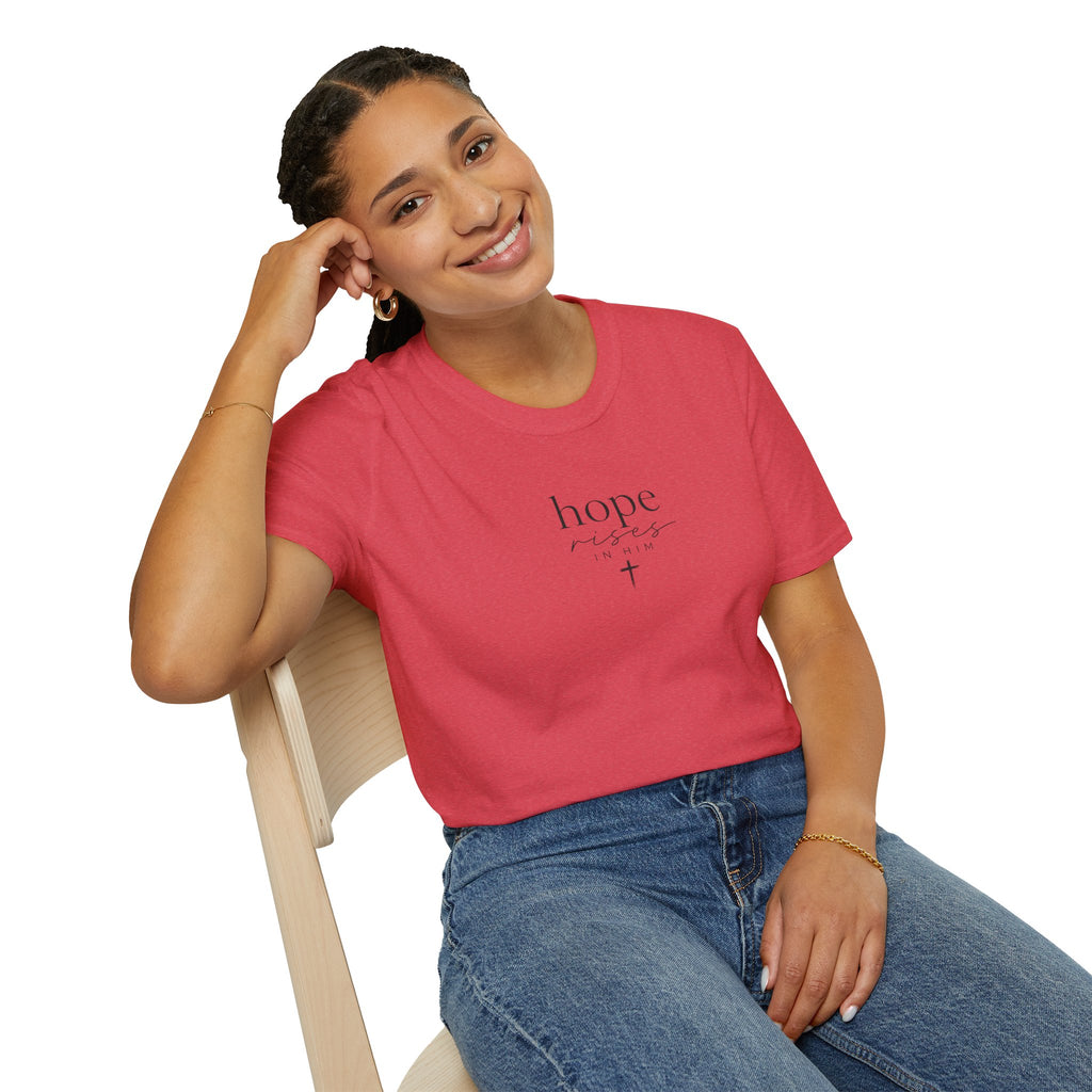 T-Shirt — 'hope' Script Tee with Cross Minimalist Christian Faith Design