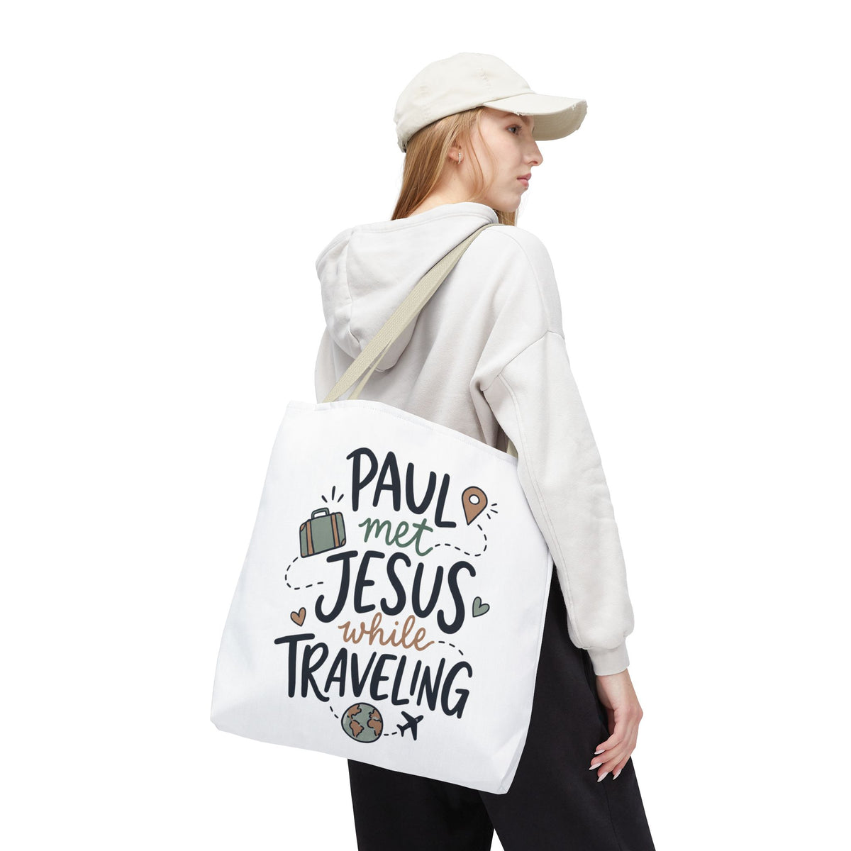 Tote Bag — "Paul Met Jesus While Traveling" Christian Travel Tote