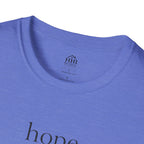 T-Shirt — 'hope' Script Tee with Cross Minimalist Christian Faith Design