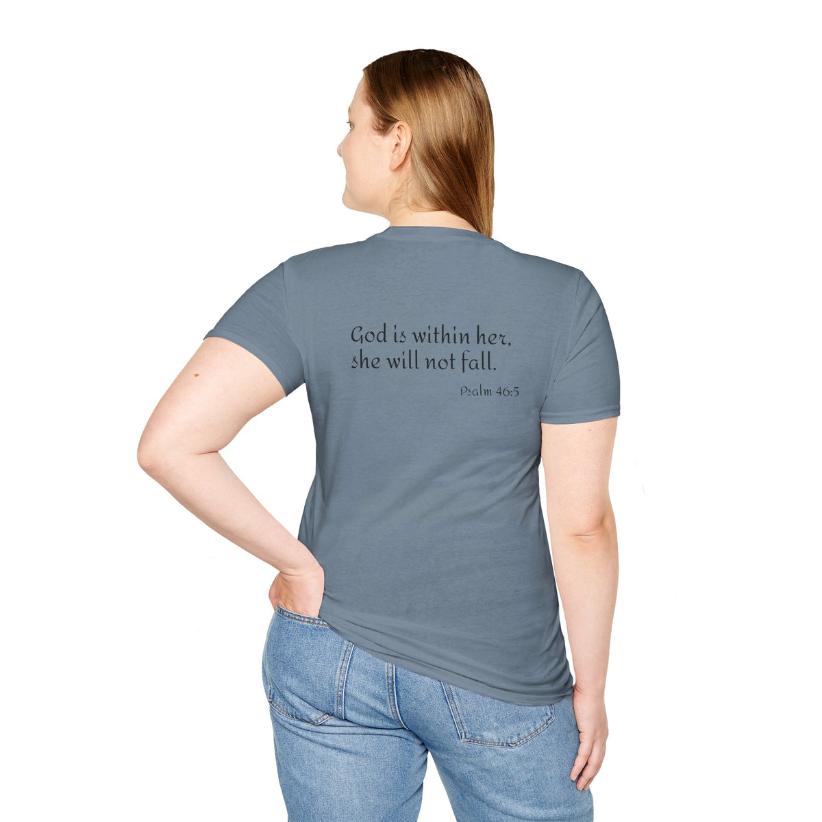Personalized Mama T-Shirt — 'God is within her, she will not fall' Psalm 46:5 Christian Mom Tee
