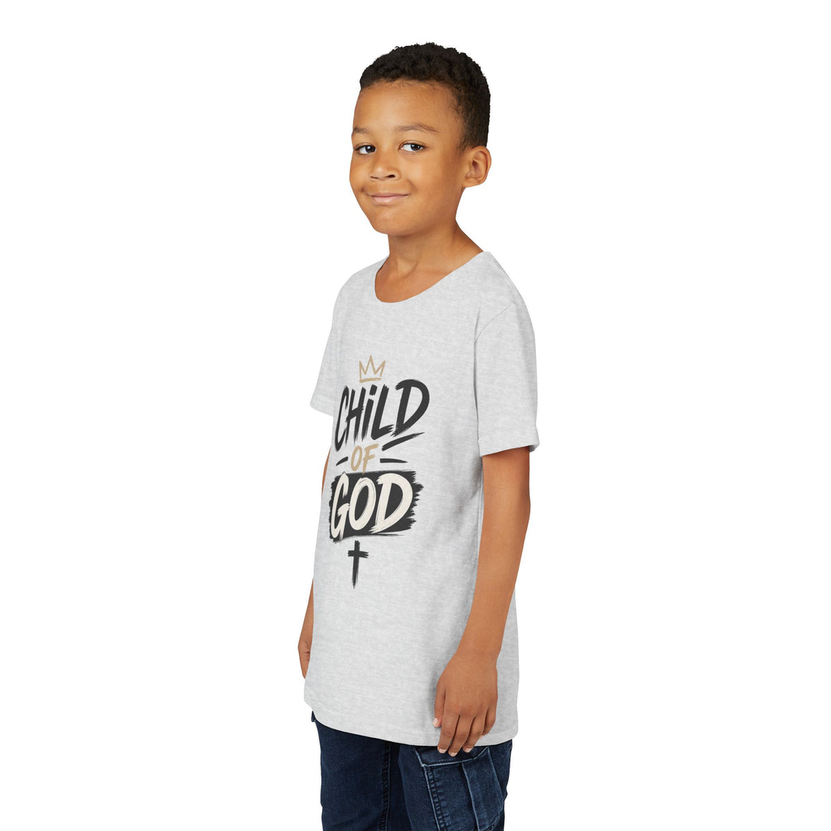 Child of God Youth Tee — Christian Kids Short Sleeve Shirt (faith, baptism, Sunday School)