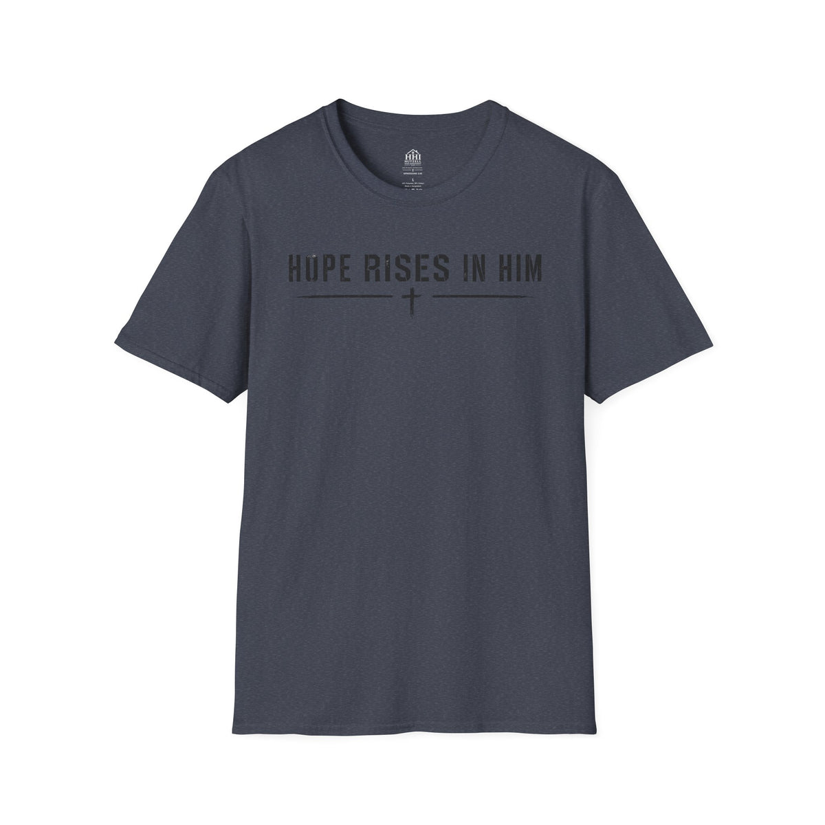 Hope Rises In Him T-Shirt — Christian Faith Inspirational Tee with Cross