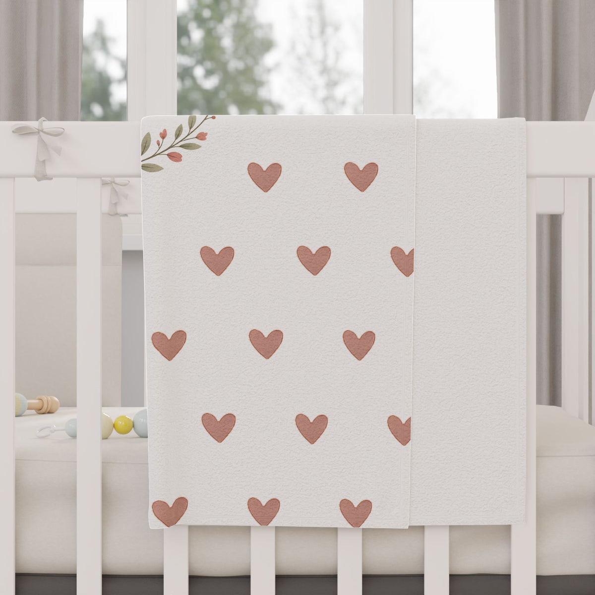 Toddler Blanket - "Beautifully Created" Pink Heart Baby Throw | Soft Nursery Blanket Gift