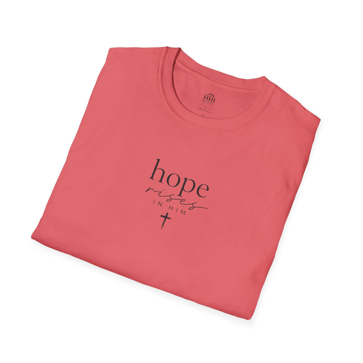 T-Shirt — 'hope' Script Tee with Cross Minimalist Christian Faith Design