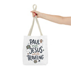 Tote Bag — "Paul Met Jesus While Traveling" Christian Travel Tote