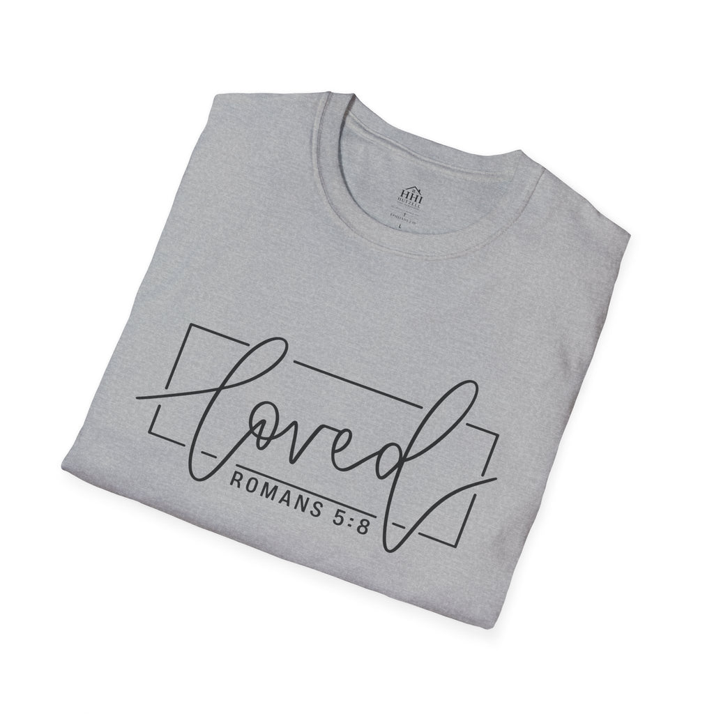 Loved Romans 5:8 Christian T-Shirt | Minimalist Faith Graphic Tee