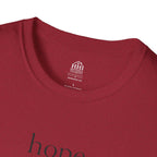 T-Shirt — 'hope' Script Tee with Cross Minimalist Christian Faith Design