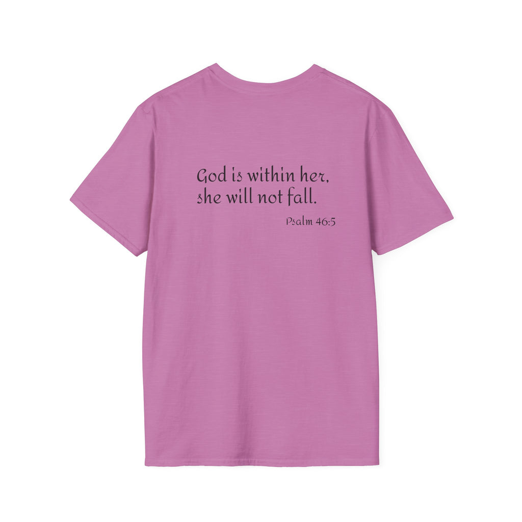 Personalized Mama T-Shirt — 'God is within her, she will not fall' Psalm 46:5 Christian Mom Tee