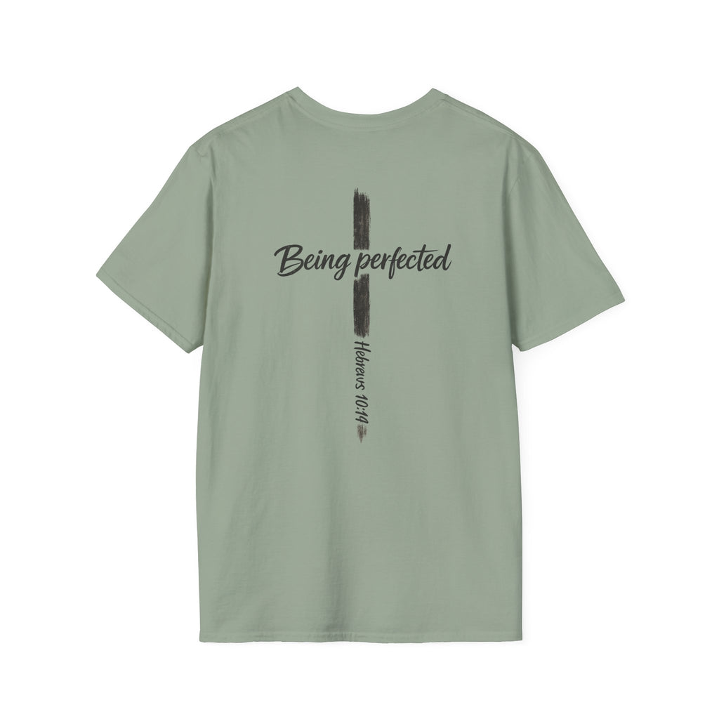 Being perfected T-Shirt — Inspirational Christian Cross Tee (Hebrews 10:14)