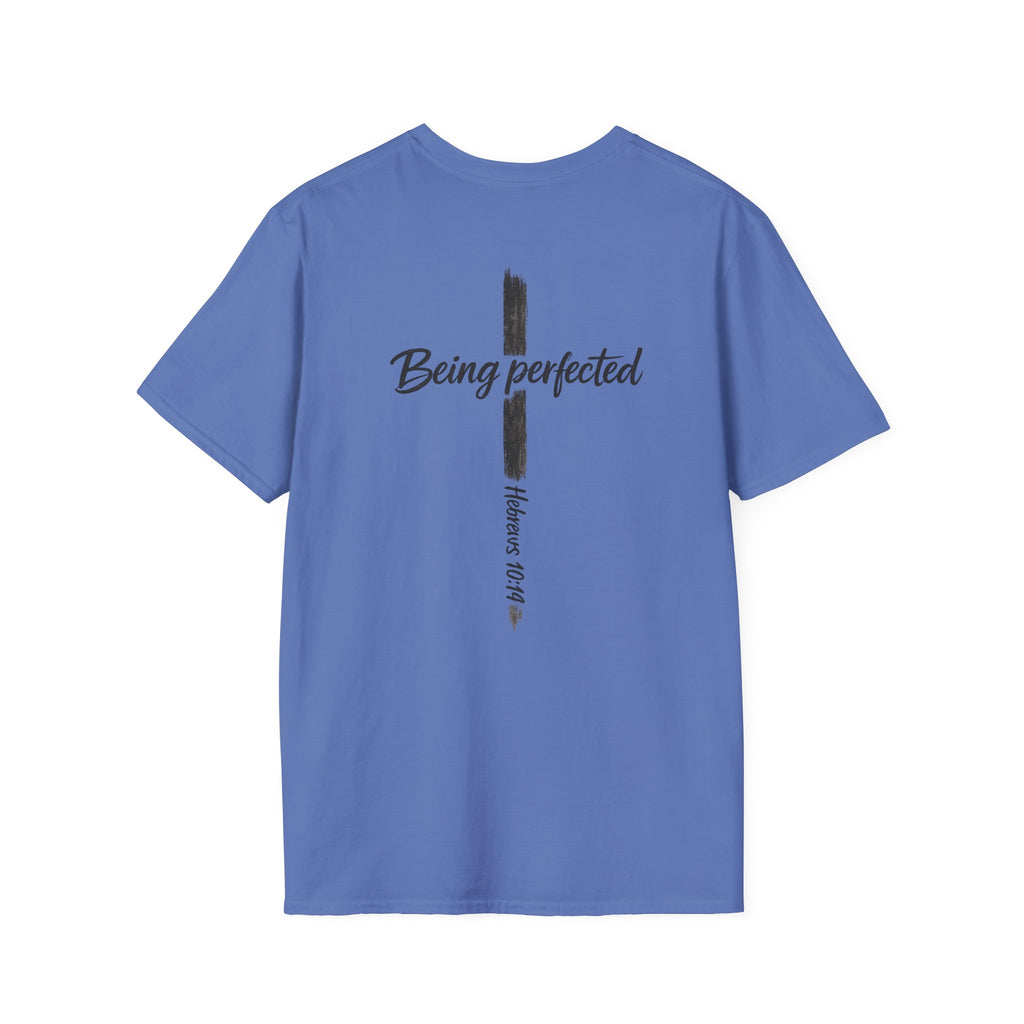 Being perfected T-Shirt — Inspirational Christian Cross Tee (Hebrews 10:14)