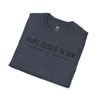 Hope Rises In Him T-Shirt — Christian Faith Inspirational Tee with Cross