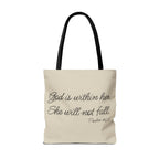 Mama Tote Bag — "God is within her; She will not fall" Script Canvas Tote