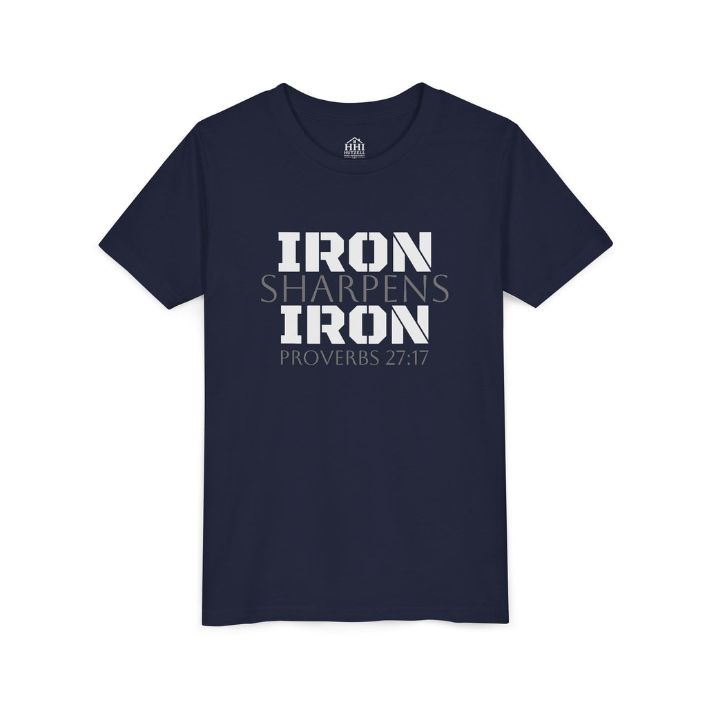 Youth Tee — "Iron Sharpens Iron" Proverbs 27:17 Christian Shirt