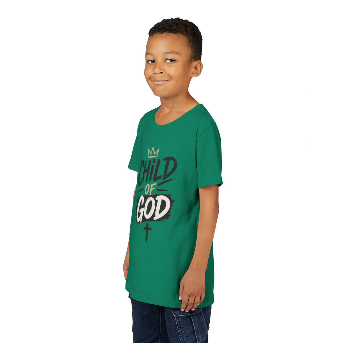Child of God Youth Tee — Christian Kids Short Sleeve Shirt (faith, baptism, Sunday School)