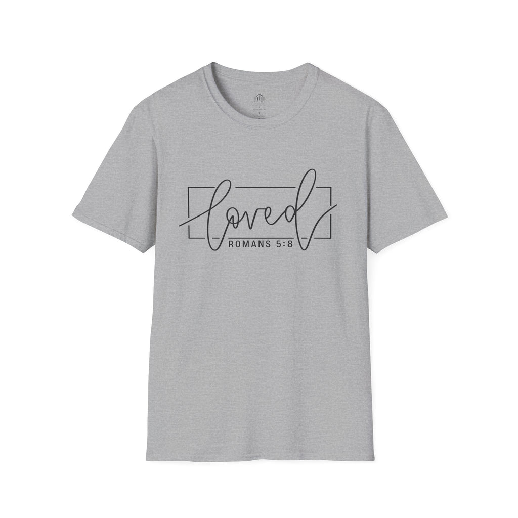 Loved Romans 5:8 Christian T-Shirt | Minimalist Faith Graphic Tee