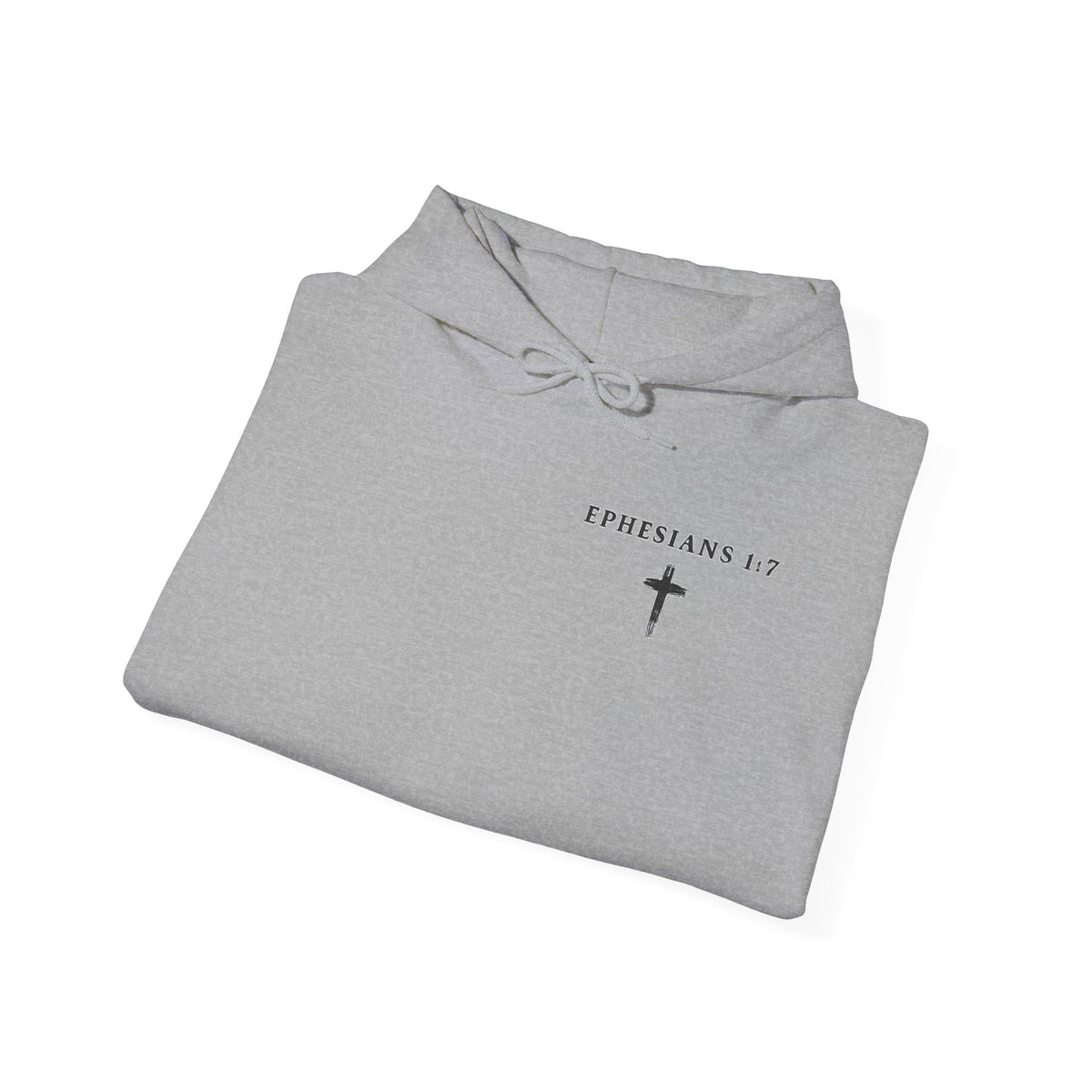 Christian Hoodie — "Ephesians 1:7" Cross Front, "But Forgiven." Back, "Not Finished / Not Perfect" Sleeve