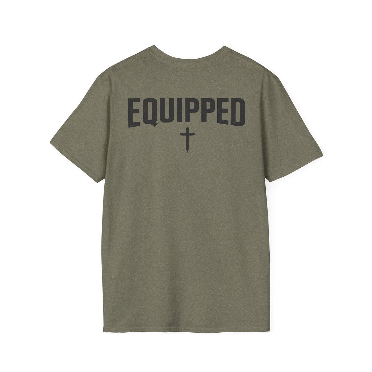 Equipped Cross T-Shirt — Christian Faith Shirt with 'Equipped' Back Print and 2 Timothy 3:17 Chest