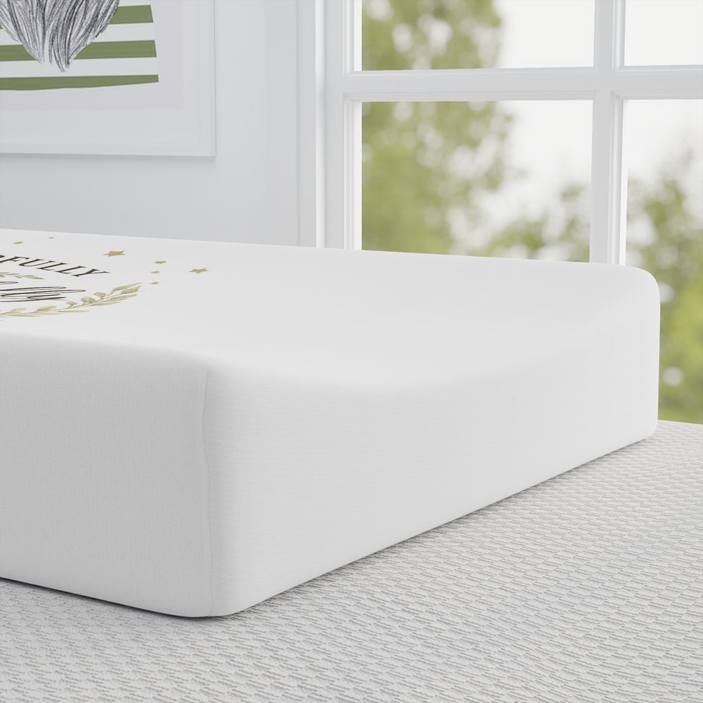 Changing Pad Cover — "Fearfully & Wonderfully Made" Neutral Floral Baby Nursery
