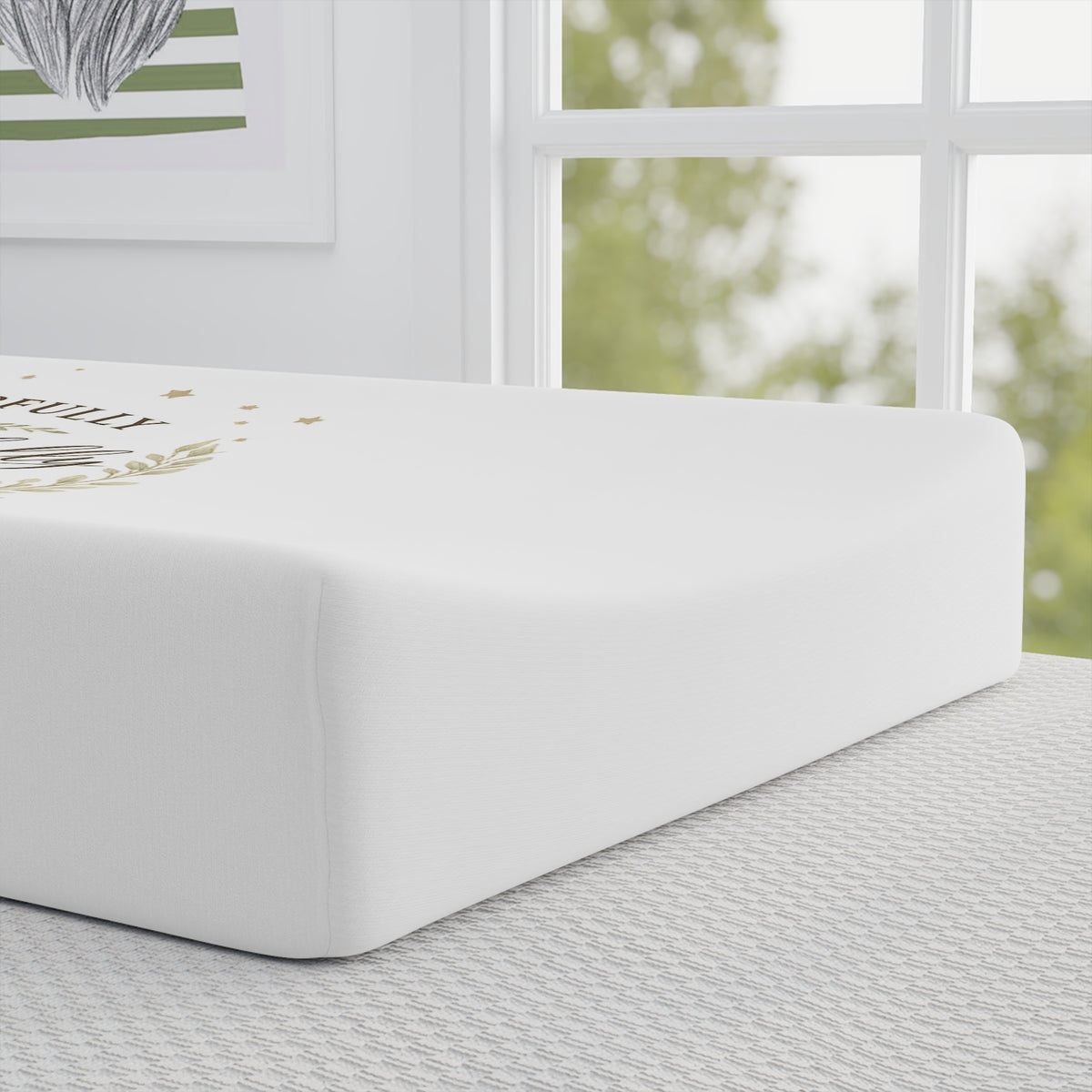 Changing Pad Cover — "Fearfully & Wonderfully Made" Neutral Floral Baby Nursery