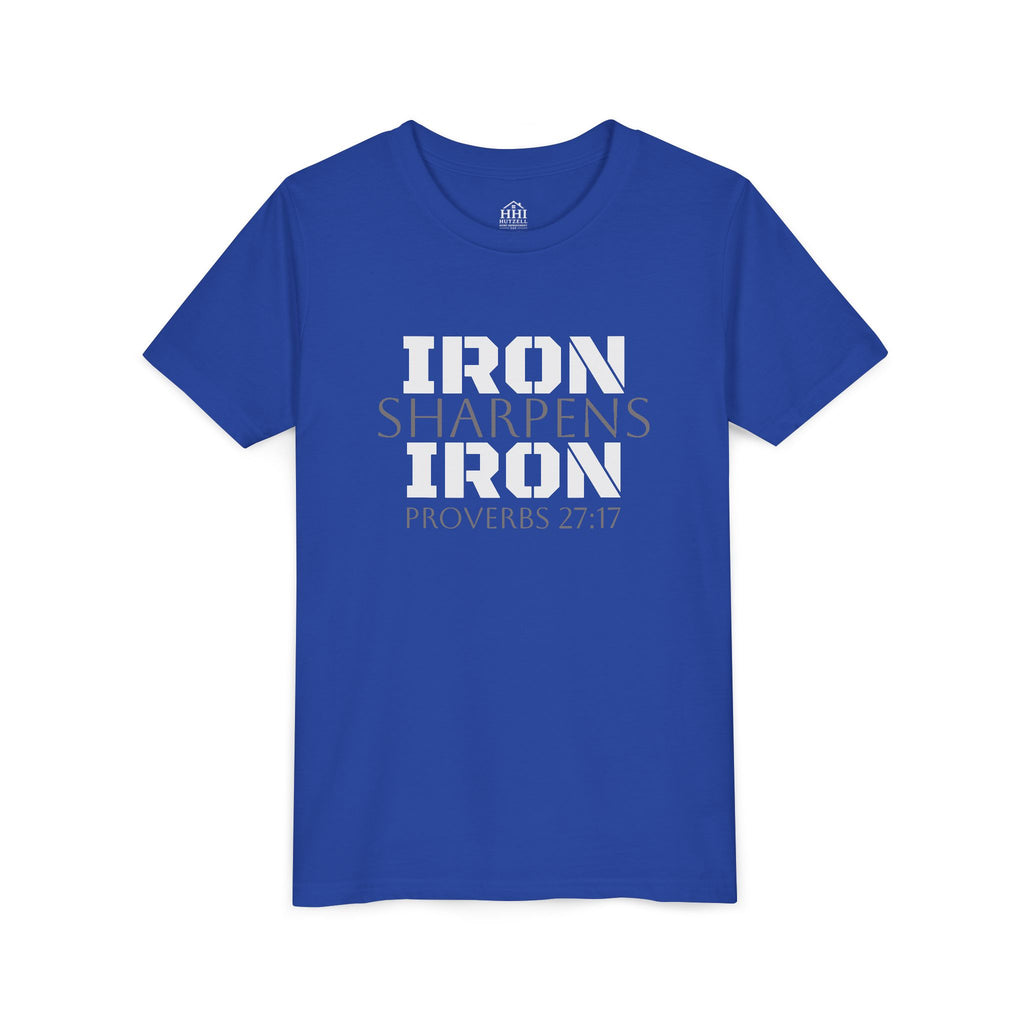 Youth Tee — "Iron Sharpens Iron" Proverbs 27:17 Christian Shirt
