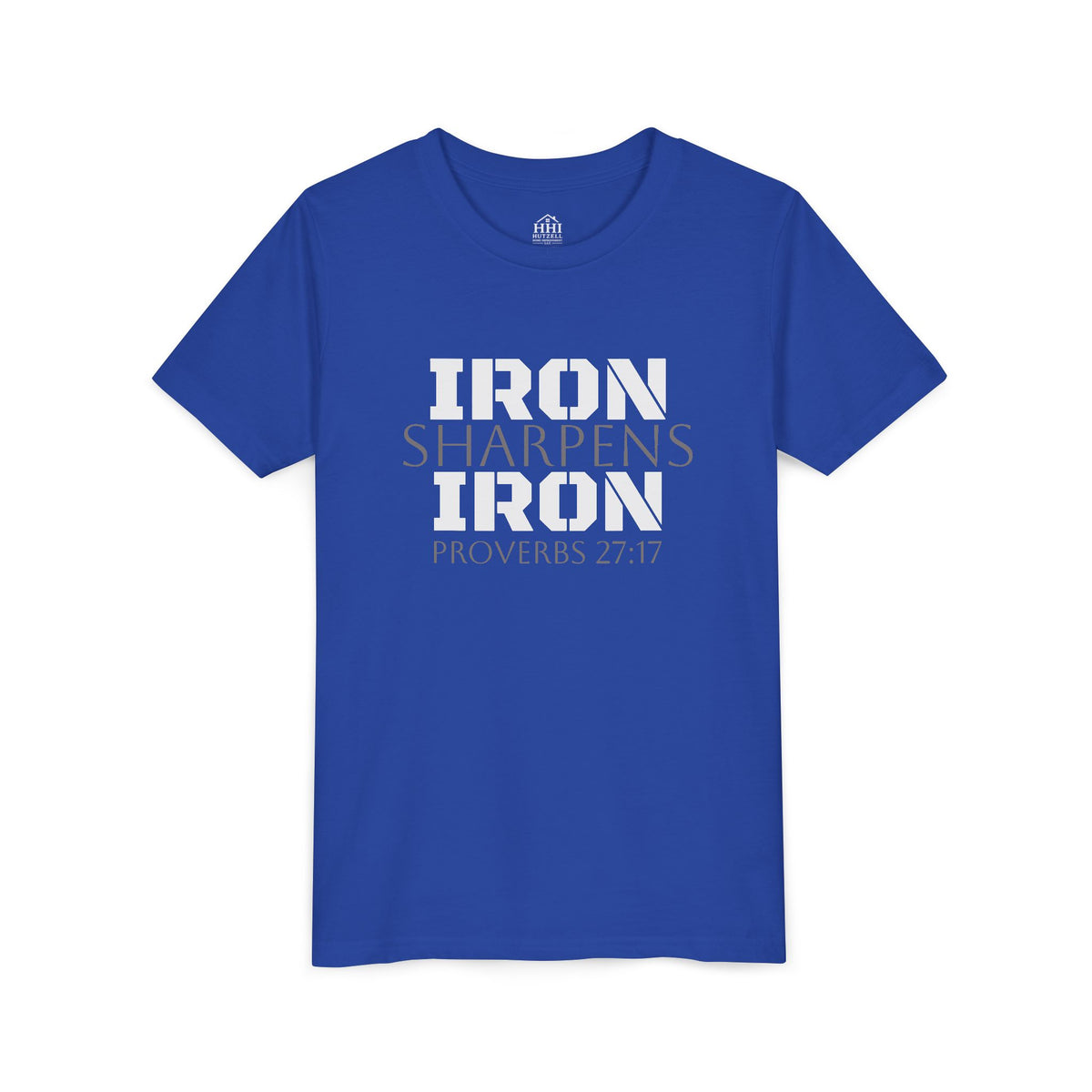 Youth Tee — "Iron Sharpens Iron" Proverbs 27:17 Christian Shirt