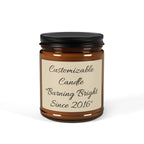 Customizable Scented Soy Candle in Amber Jar — Personalized Label, Multi-Size