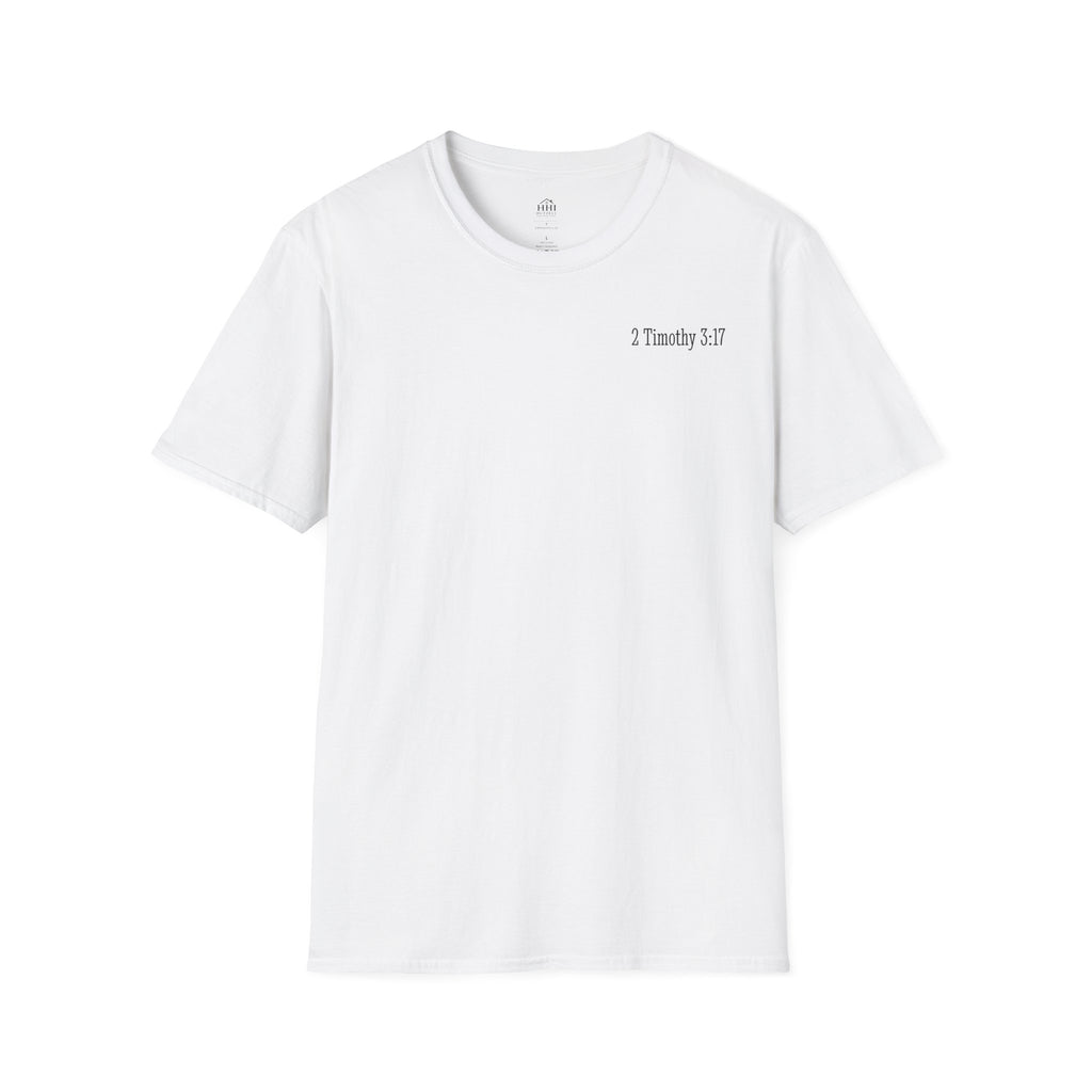 Equipped Cross T-Shirt — Christian Faith Shirt with 'Equipped' Back Print and 2 Timothy 3:17 Chest