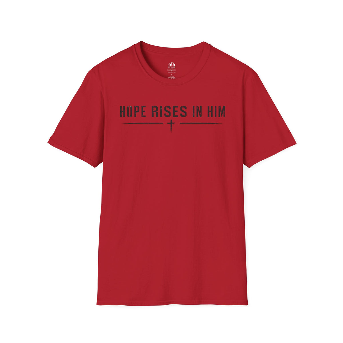 Hope Rises In Him T-Shirt — Christian Faith Inspirational Tee with Cross