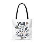 Tote Bag — "Paul Met Jesus While Traveling" Christian Travel Tote
