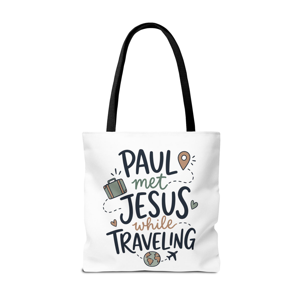 Tote Bag — "Paul Met Jesus While Traveling" Christian Travel Tote
