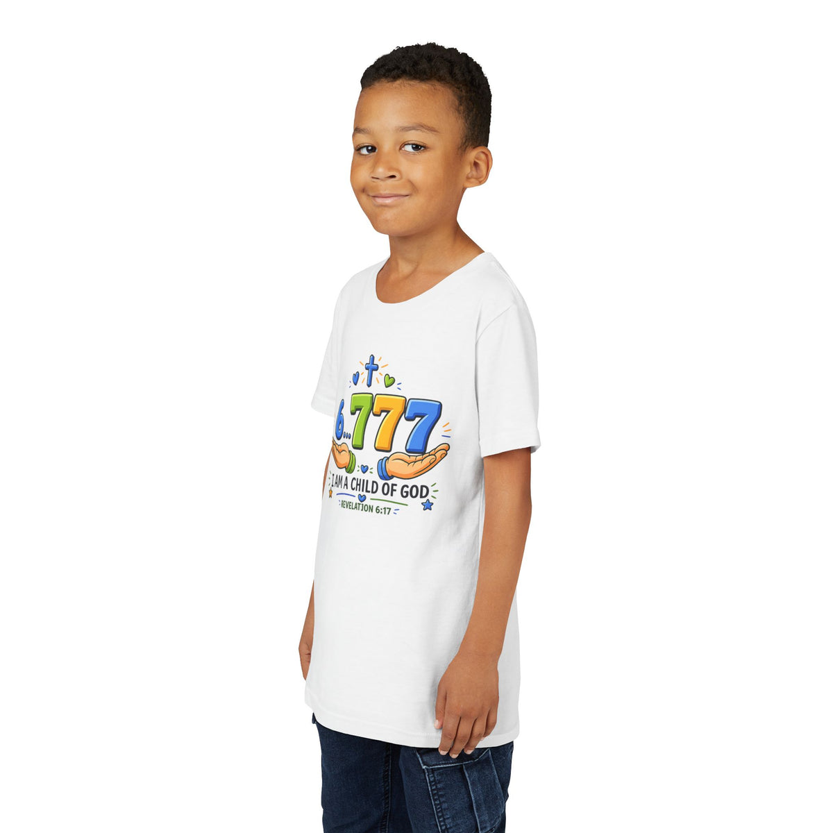 Youth Christian Tee - "6.777 I Am a Child of God" Kids Short Sleeve Shirt
