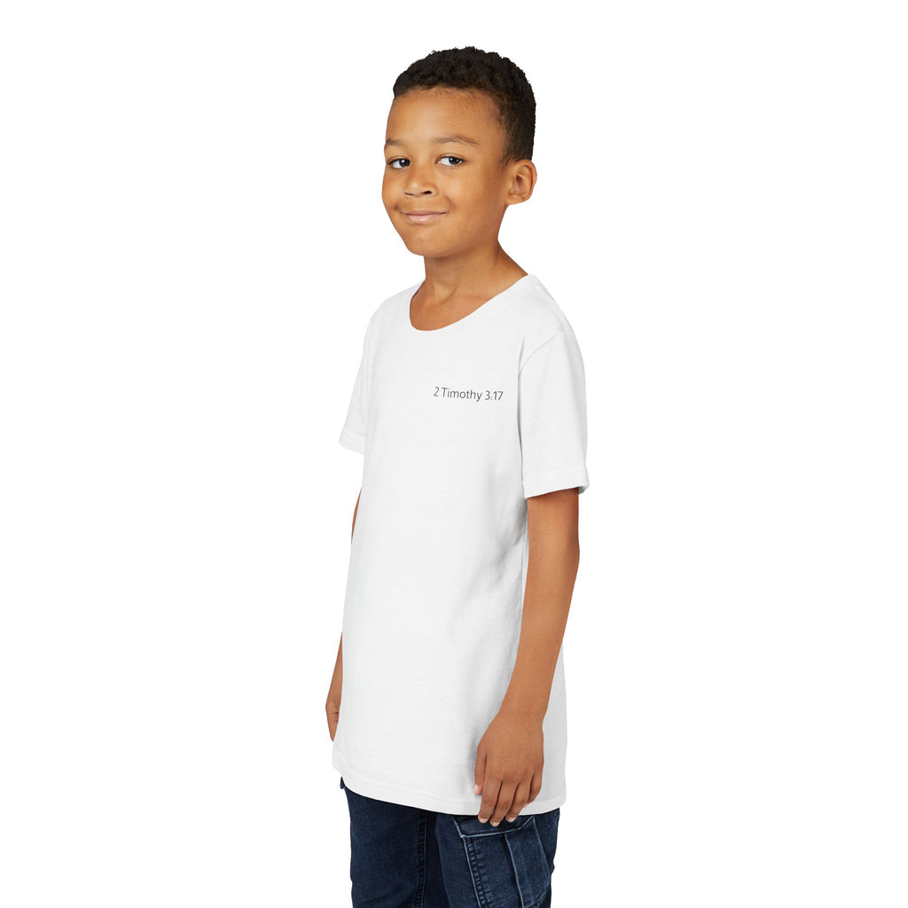 Equipped Youth Tee – Christian Kids T-Shirt with Cross & 2 Timothy 3:17
