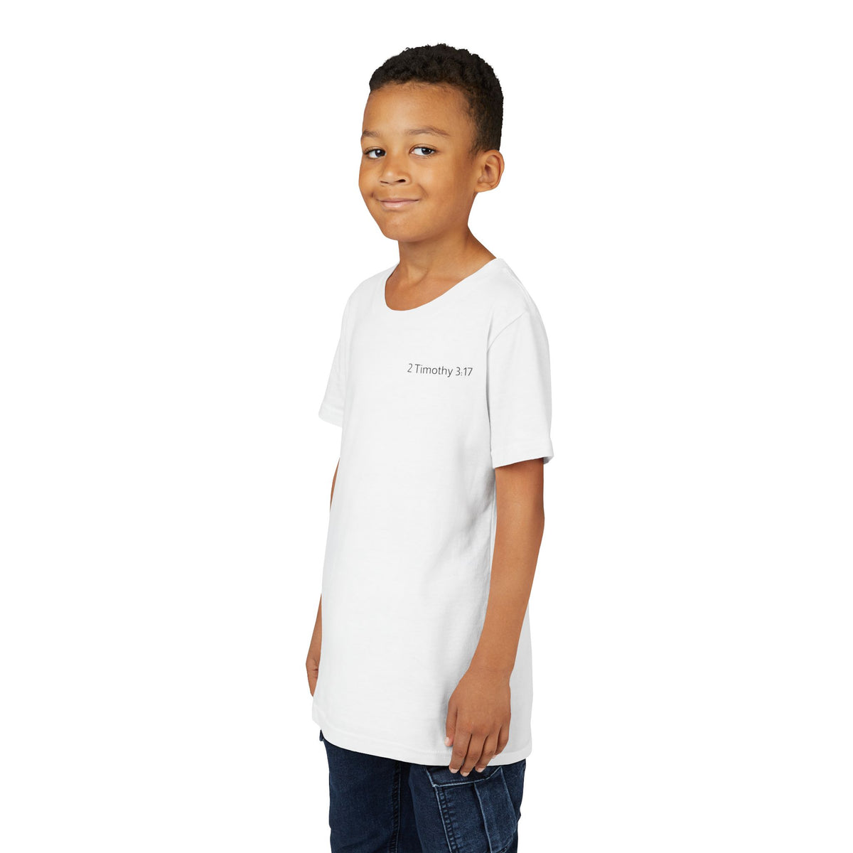 Equipped Youth Tee – Christian Kids T-Shirt with Cross & 2 Timothy 3:17