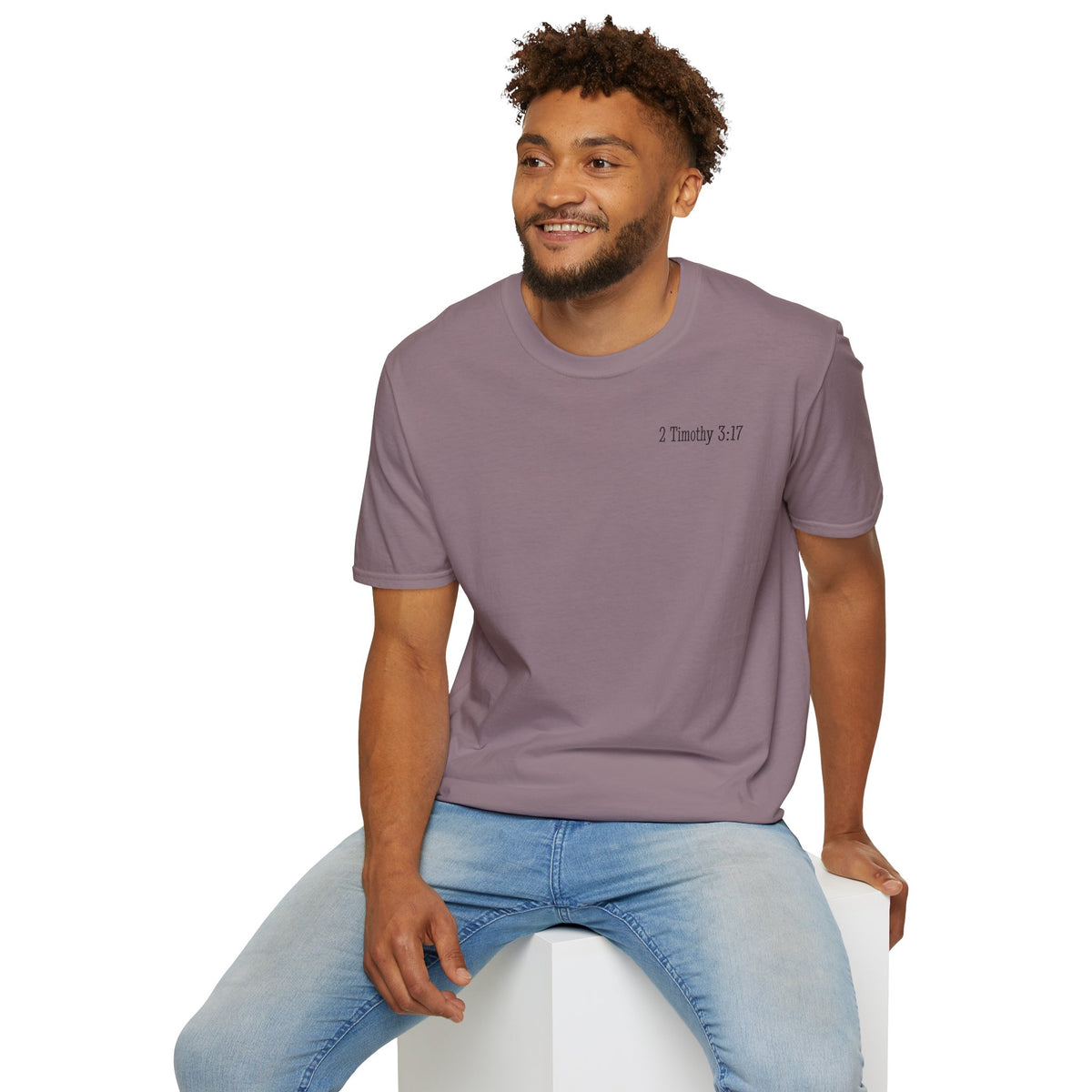 Equipped Cross T-Shirt — Christian Faith Shirt with 'Equipped' Back Print and 2 Timothy 3:17 Chest