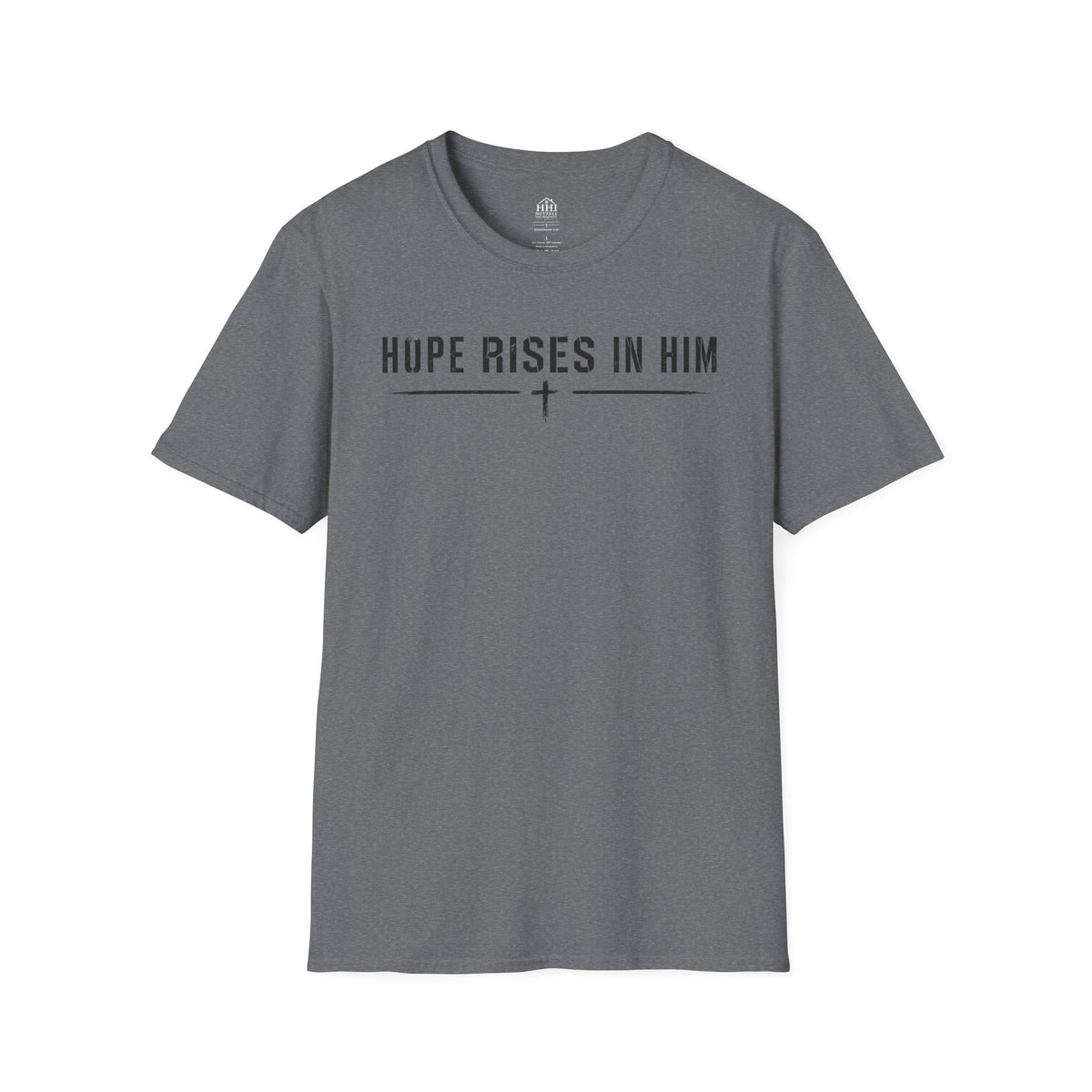 Hope Rises In Him T-Shirt — Christian Faith Inspirational Tee with Cross