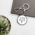 I Am Loved Keyring Tag — Inspirational Christian Keychain with Cross